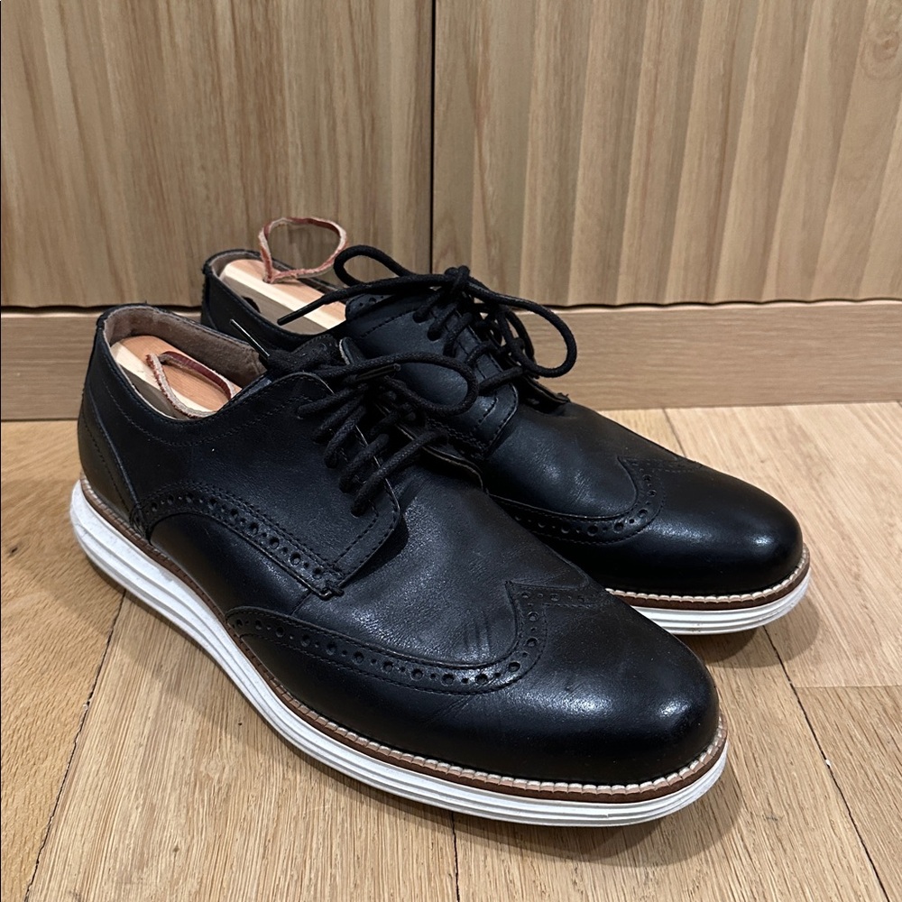 Cole Haan Original Grand Remastered Wingtip Oxfords Black Leather Dress Shoes
